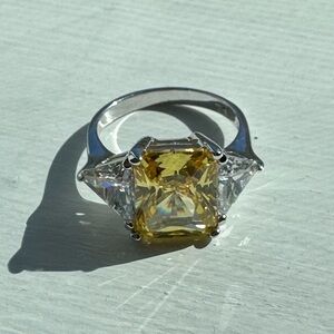 Ross-Simons Yellow Tri-Stone Ring. Sterling Silver with 925 CWE stamp size 5